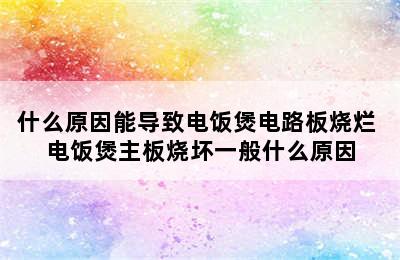 什么原因能导致电饭煲电路板烧烂 电饭煲主板烧坏一般什么原因